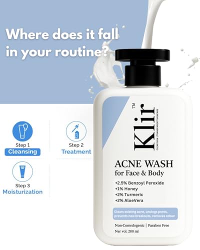 Image of Klir 2.5% Anti Acne Body Wash - Deep Cleanse Pores, Removes Acne, bumps & odour(200 ml)