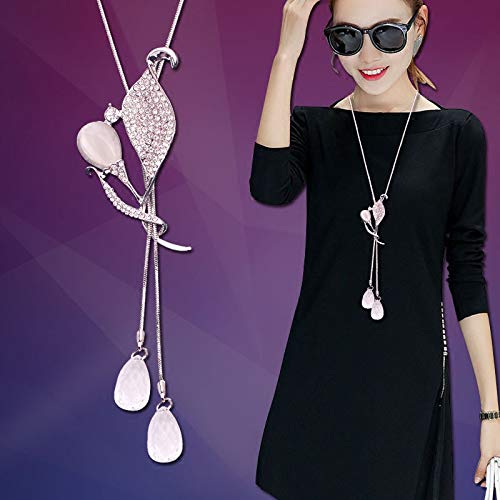 Image of Shining Diva Fashion Crystal Flower Stylish Long Chain Pendant Necklace for Women and Girls