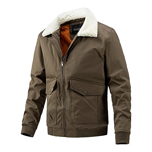 Veste de sport homme col en fourrure blouson bomber matelassé d'automne hiver