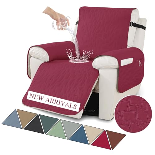 XINEAGE 100% Waterproof Recliner Chair Covers with Elastic Straps,23''W