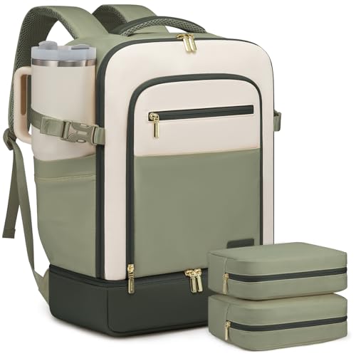 LOVEVOOK Travel Backpack for Women with Shoes Compartment,40L Personal Item Travel Bag Flight Approved Carry On Backpack with 2 Packing Cubes,Large Casual Weekender Luggage Daypack