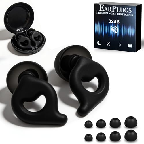 TAPONES PARA DORMIR, Tapones para Oídos de Silicona Reutilizables, Reducción de Ruido 32 dB, Ultra Cómodos y Ergonómicos, Antiruido para Dormir, Viajar, Estudiar, Trabajar y Conciertos