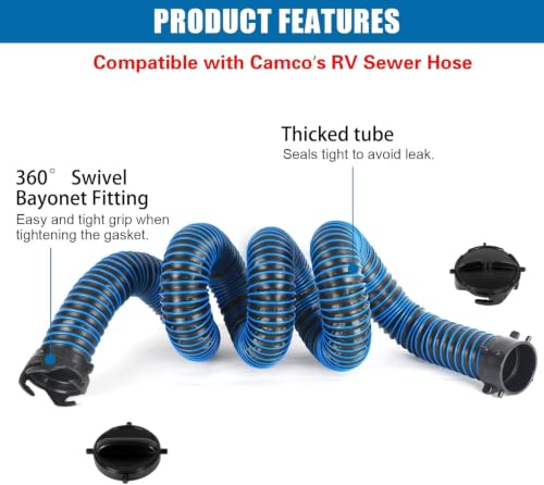 Image of 20FT RV Sewer Hose Extension Camper Sewer Hose Extension with Caps