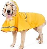 Hunde-Regenmantel, wasserdichte Jacke mit Kapuze und Reflektoren, ultraleichter und atmungsaktiver...