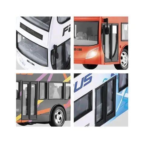 Pihura RC City Bus Double Decker Big 4 Wheel Drive Metal Bus Car with 3 Open-able Doors and Light - Multicolor 1