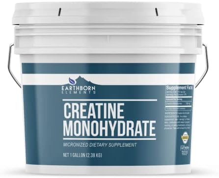 Earthborn Elements Creatine Monohydrate Powder 1 Gallon Bucket, Micronized & Unflavored, Dietary Supplement, No Additives