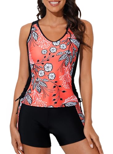 Dokotoo Women's Tankini Swimsuits 2025 Two Piece Bathing Suits Tummy Control Swim Tank Top with Boy Shorts