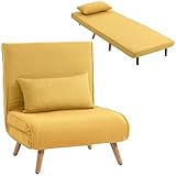 HOMCOM Sofá Cama Individual Plegable 3 en 1, Amarillo