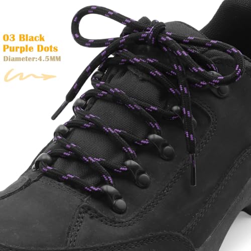 Image of DELELE 2 Pair Thick Round Climbing Shoelaces Hiking Shoe Laces Boot Laces