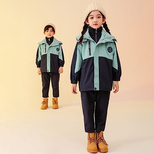 Boys Girls Jacket 3 in 1 Detachable Lined Fleece Windproof Waterproof Lightweight Coat With Hood for Fall Winter3