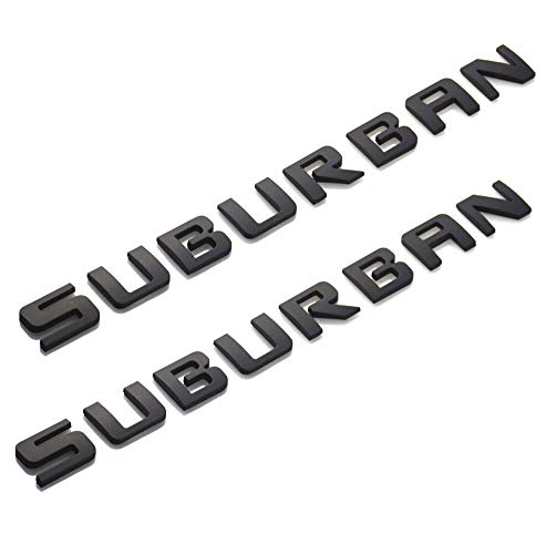 Image of 2x SUBURBAN Nameplate Emblem Letter Badge Replacement for Gm 07-16 SUBURBAN Chevrolet (Matte Black)