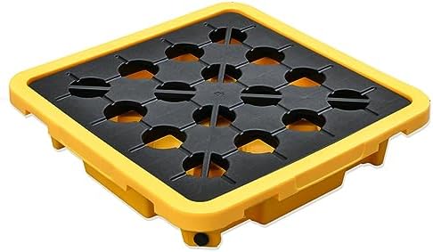 Drum Spill Containment Pallet, Leak-Proof Modular Tray with Drain Outlet for Safe Oil Drum Storage and Spill Prevention，67x67x15CM