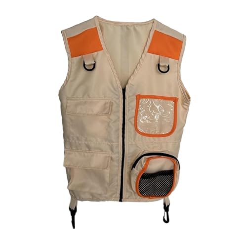 Harilla Chaleco de Explorador para niños, Traje de Juego de simulación, rol de Cosplay, Chaleco de, Vestido para Senderismo, Pesca, niños pequeños, Naranja