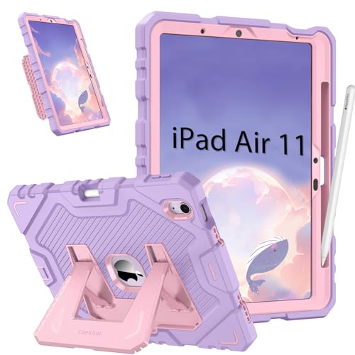 Fintie Funda para iPad Air de 11 Pulgadas M3 (2025) / M2 (2024), iPad Air de 5ª (2022) / 4ª generación (2020) de 10.11 Pulgadas,Resistente a Prueba de Golpes con Soporte para niños,Morado + Rosa