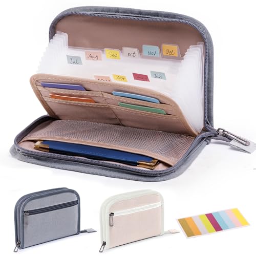 FRECOLSH Receipt Organizer with 12 Pockets 8x5.5 Small Receipt Holder Organizer - Accordion File Organizer - Cash/Bill Organizer -Coupon Holder - Budget Binder Money Organizer for Travel, Business