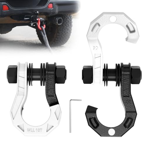 3/4" D Ring Separate Shackles, 44,000lbs Break Strength Easy Open Towing Winch Shackles, Heavy Duty Shackles with 7/8" Screw Pin for Tow Strap Winch Off Road Vehicle Recovery, Blackwhite