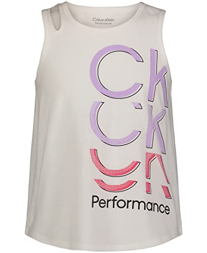 Calvin Klein Girls' Performance Tank Top, Sleeveless & Crew-Neck Neckline, Logo Detailing