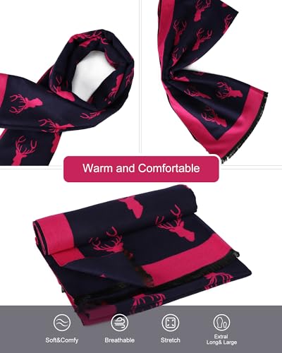 Sumato Scarf for Women Fall Winter Shawl Wraps Long Women Scarves Warm Soft Cashmere Feel Classic Elk Style4