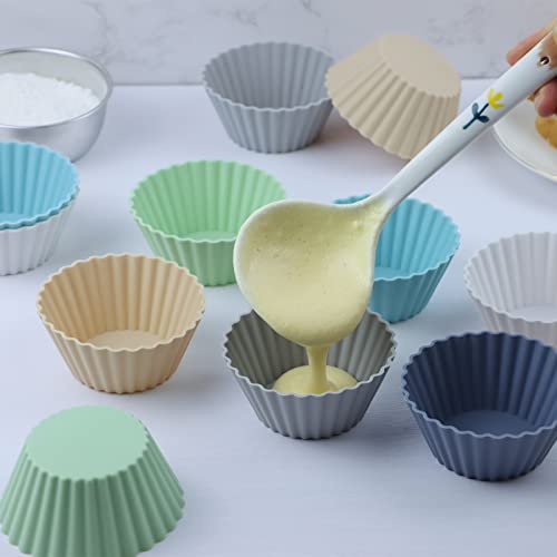 Large Silicone Cupcake Liners - Set Of 12 Reusable Silicone Muffin Cups, No Stick Easy Clean Food-Grade Baking Cups #TOP2