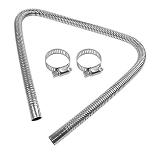Abgasschlauch für Stromerzeuger 120 CM, JatilEr Abgasschlauch 25mm Standheizung Auspuff Edelstahl Auspuff Schalldämpfer, Auto Edelstahl Auspuffrohr mit Zwei Edelstahlklammern für Diesel Heizung