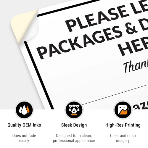 Image of Package Delivery Sign, Delivery Instructions Package and Deliveries Here Sign, 10x7 Inches, 4 Mil Vinyl Decal Stickers Weather Resistant, Made in USA