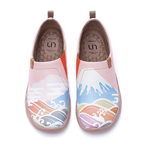 Uin Women's Comfortable Sneakers Traveling Walking Slip On Loafers Spring Shoes Flats Japanese Style Spring In Mount Fuji (36) #TOP8