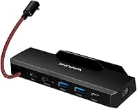 Docking Station 6 em 1 para Steam Deck e Rog Ally com HDMI 2.1 4K 144Hz Carregamento PD 100W Conexão Gigabit RJ45 e 3 Portas USB 3.2 de 10Gbps Suporte de Mesa para Consoles Portáteis