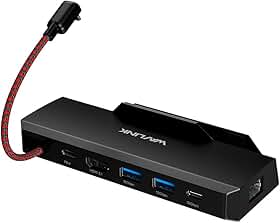 Docking Station 6 em 1 para Steam Deck e Rog Ally com HDMI 2.1 4K 144Hz Carregamento PD 100W Conexão Gigabit RJ45 e 3 Portas USB 3.2 de 10Gbps Suporte de Mesa para Consoles Portáteis