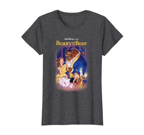 Disney Beauty and the Beast Belle Beast Cover T-Shirt, Women, Dark Heather Grey, Small