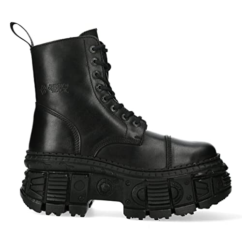 New Rock WALL083C-S5 Womens Black Leather Platform Gothic Boots