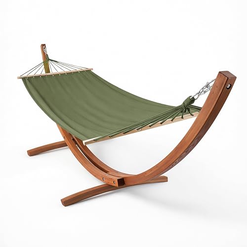 Oviala Hamac sur Pied en Bois Vert Cactus