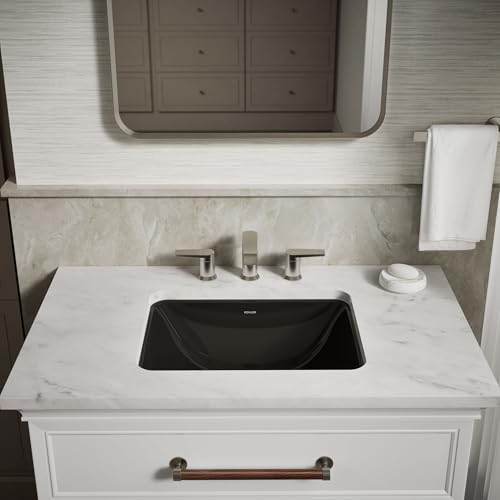 KOHLER 20000-7 Caxton Rectangle Undermount Bathroom Sink, Bathroom Vanity Sink with Overflow Drain, 20-1/4 L x 15-11/16 W, Black by Kohler - Image 9