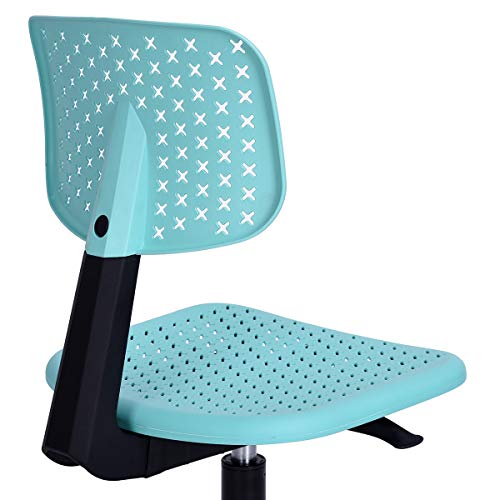 Furniturer Swivel Writing Task Chair Low Mid Back Armless Height Adjustable Computer Desk Chair For Home Office Kindergarten Girls Boys Teens Students,W15.9 X D14.6 X H34.3 (Turquoise) #TOP6