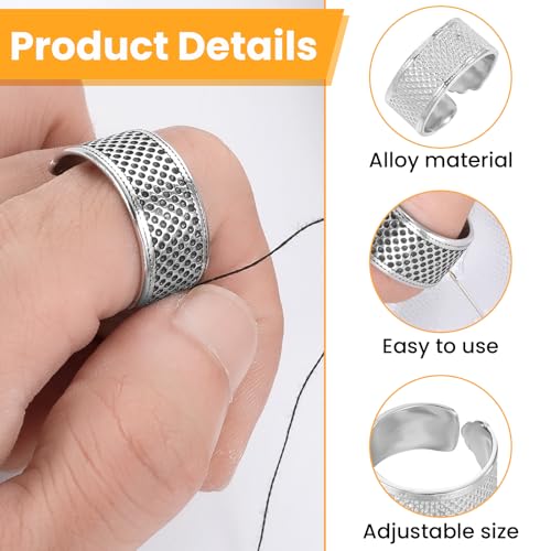 JIEYAO 8 Pcs Metal Sewing Thimbles for Finger, Metal Fingertip Protectors, Thimbles Pad Accessories Copper Thumb Finger Shield Rings Quilting Craft Accessories for Knitting Needlework DIY Tools
