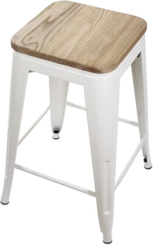 Miniatura 59 de GIA Taburete de mostrador sin respaldo de 24 pulgadas, cantidad de 4, bronce con asiento de madera clara Negro -,Café,Gris,gris, (Gun