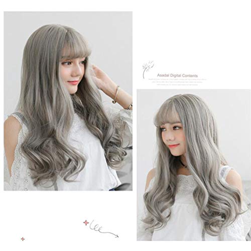 Perucas femininas de cabelo humano com franja, encaracolado, longo, ondulado, encaracolado, perucas