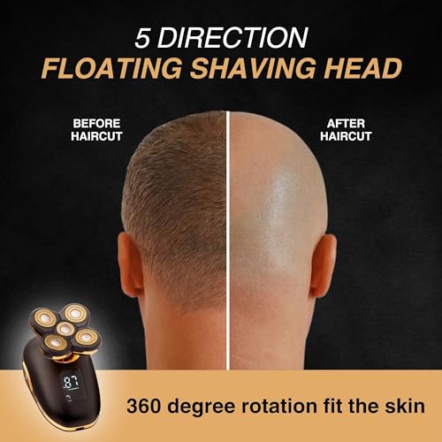 Asani 5 in 1 Electric Razor for Men and Women, USB Rechargeable and Waterproof Cordless Trimmer, Includes Rotating Bald Head Shaver, Nose Hair Trimmer, Beard Shaper, Silicone Brush, & Cleansing Brush - Thumbnail 3