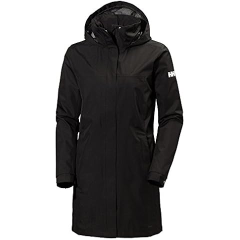 Helly-Hansen Women's Aden Waterproof Breathable Hooded Long Rain Jacket, Black, Medium Cover