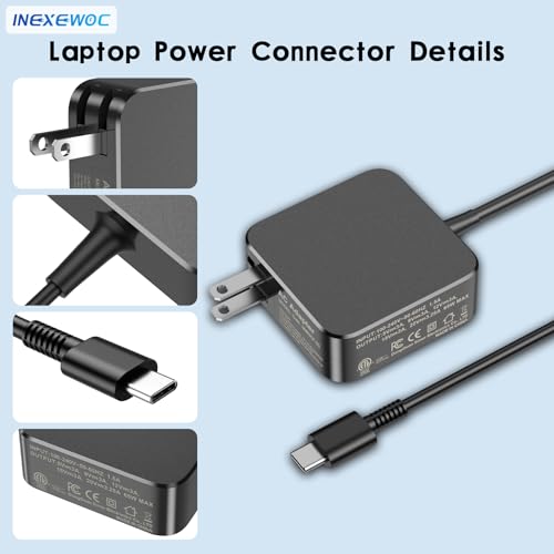 Image of 65W USB C Laptop Charger Compatible with MacBook Pro /Air, Dell Latitude /XPS, HP Spectre /Envy, Lenovo ThinkPad /Yoga, ASUS ZenBook, Samsung Galaxy, Chromebook and Smartphones, Power Adapter