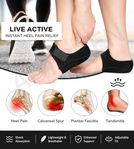 Image of HAMITOR Gel Heel cups Silicon Heel for Heel Ankle Pain, Heel Spur Shoe Support Pad for Men and Women Shock Cushion Pad for Heels Cushion Heel (PAIR) Blue (GEL PAD BLACK)