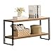 FIVEGIVEN Small Industrial Bookshelf 2 Shelf Bookcases and Book Shelves for Living Room/Bedroom Wood Metal Rustic Oak