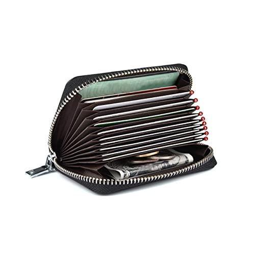 Accordion Credit Case Organizer Zip Pouch Multi-card Holder for Travel Lightweight and Durable for Men Women Coffee Color2