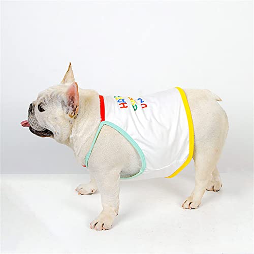 Dog Summer Clothes Puppy Cute Shirt Happy Every Day Rainbow Print Dogs Vest French Bulldog Tank Tops Frenchie Pug English Boston Terrier Pitbull (Large) #TOP4