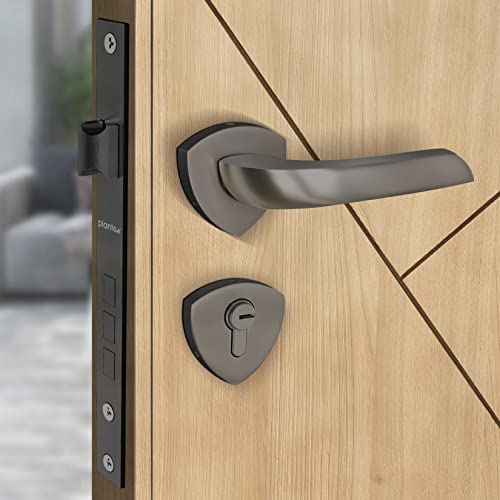Image of Plantex Fully Brass Door Lock with 3 Years of Warranty /Main Door Lock for Home /Mortise Lock for Door - Main Door Lock Set (Sumer-3058, Satin Black)