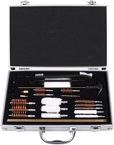 Fayelong Kit De Limpieza De Pistola Universal para Pistola De Rifle, Limpiador De Escopeta, Accesorios De Caza con Caja De Aluminio Cover