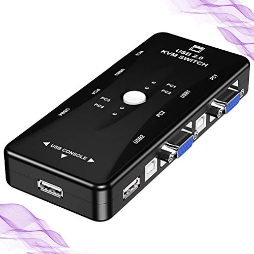 Mobestech KVM Switcher Four in One out Mouse Teclado Switch Divisor 4 portas USB Audio Video Switche