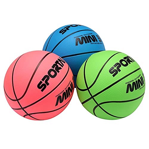 YAPASPT BABYGO Mini basket-ball gonflable de 12,7 cm pour enfants, matériau respectueux de l'environnement, doux et rebondissant, couleurs variées (bleu, rose et vert) Cover