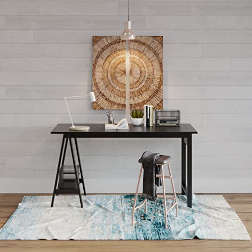 Dg Casa Brulon Solid Wood Modern Home Office Bedroom Furniture Table Great For Computer Work Study Gaming Or Laptop Use With Storage Space - Writing Desk In Black #TOP2