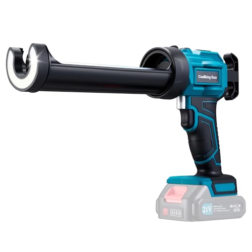 Electric Caulking Gun Compatible with Makita18V-21V Batteries 4 Adjustable Speeds up to 190 mm/min 450LM built-in LED Light Dripless Caulking Gun Cordless for Filling Sealing(Tool only)