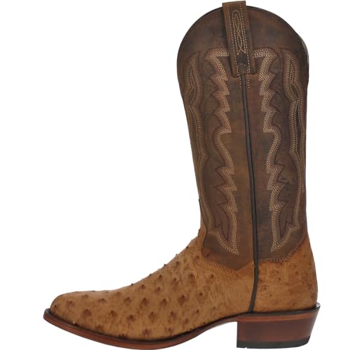 Dan Post Mens Gehrig Ostrich Embroidered Round Toe Pull On Dress Boots Mid Calf - Brown3
